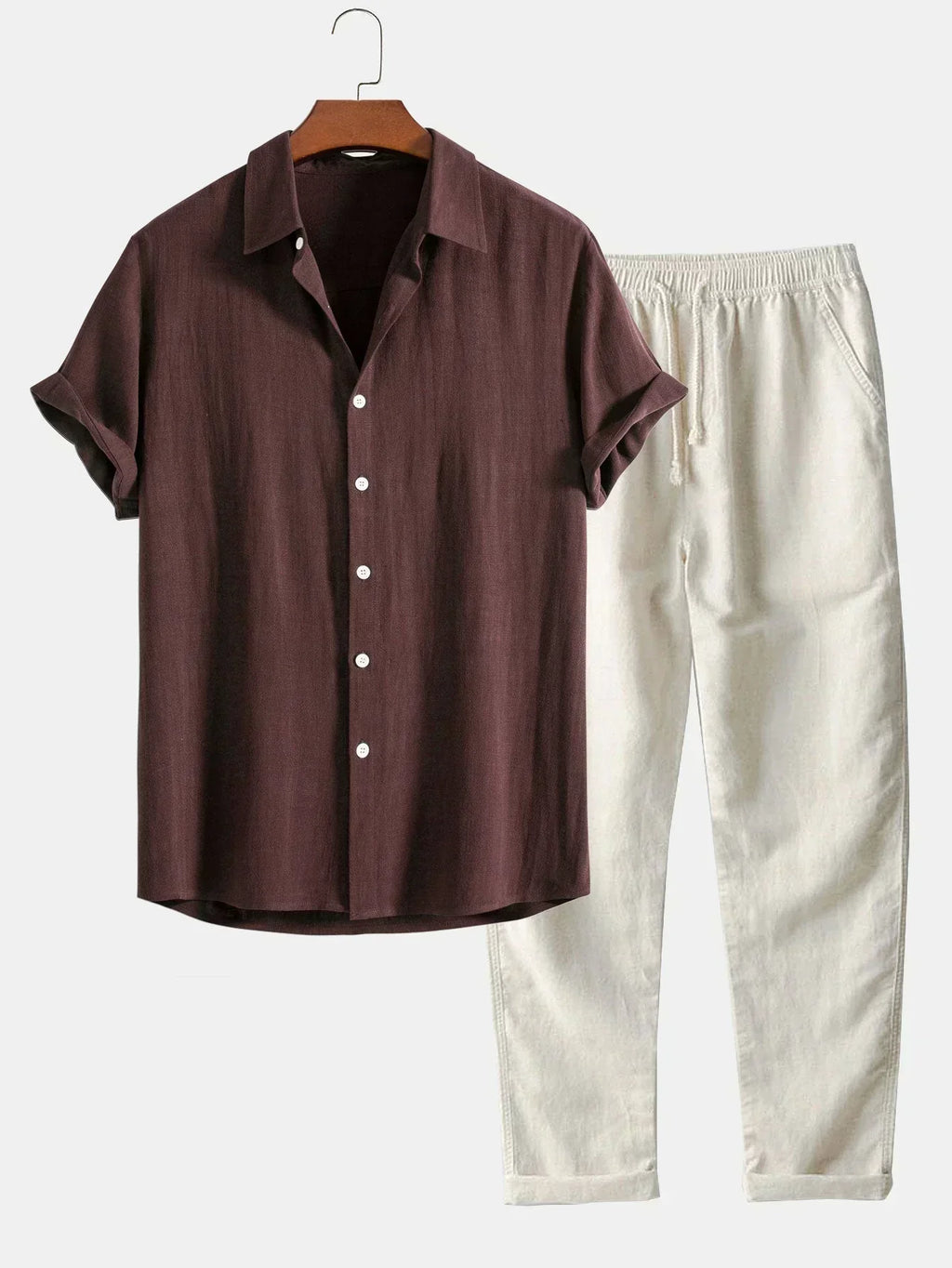 ChillMode Linnen Set – Losse Linnen Broek & Overhemd voor Ultiem Zomercomfort