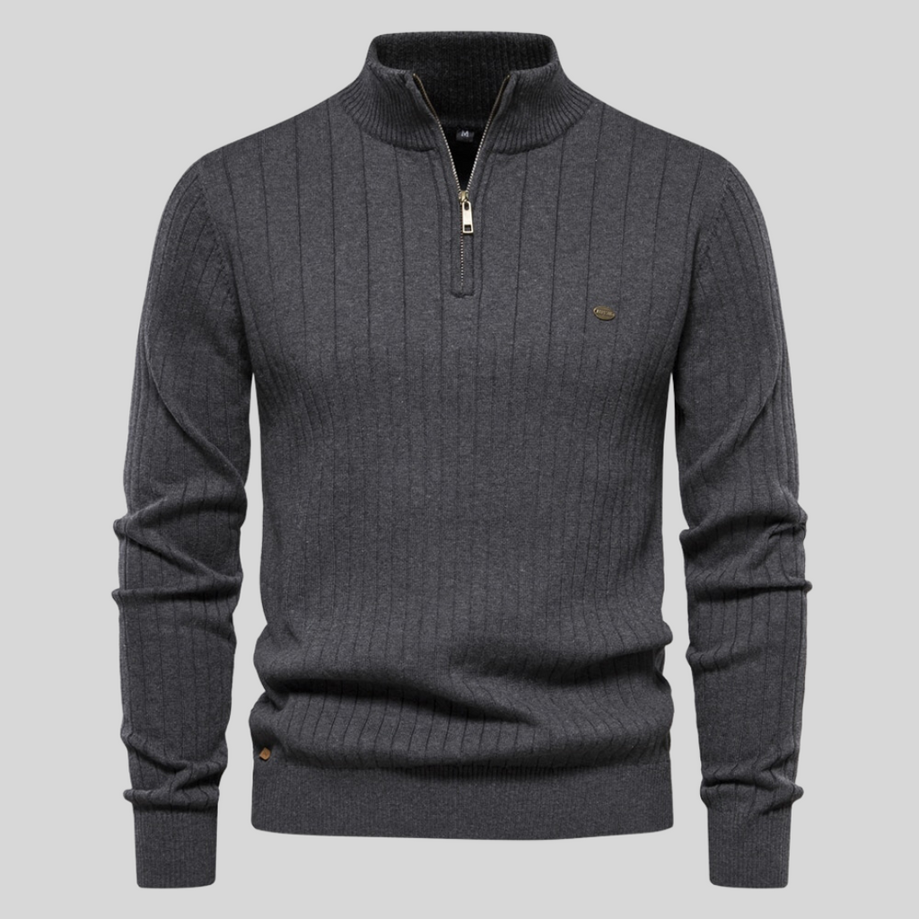Tricot Reno Quarter Zip | Pull à quart de zip pour hommes – Coupe ajustée, texture côtelée et ajustement confortable