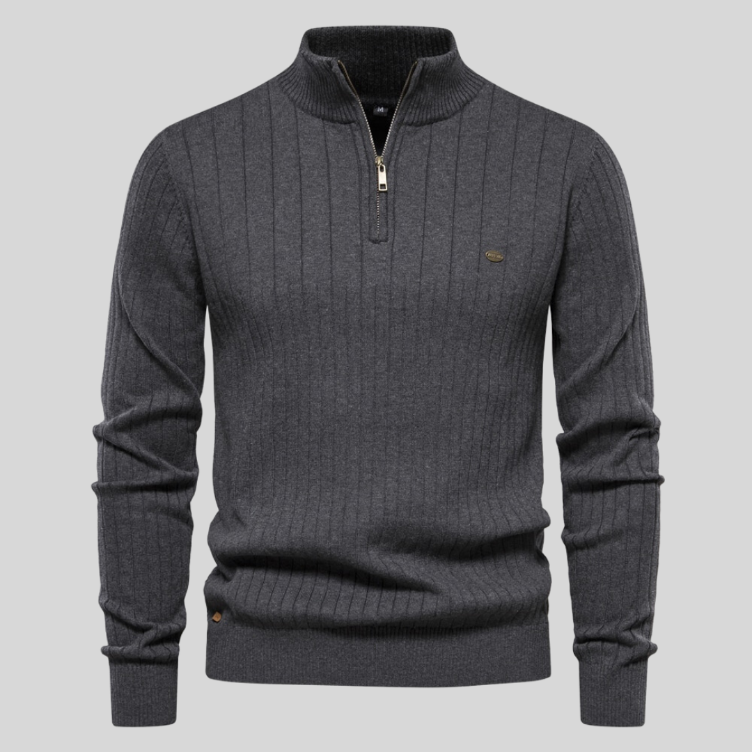 Tricot Reno Quarter Zip | Pull à quart de zip pour hommes – Coupe ajustée, texture côtelée et ajustement confortable