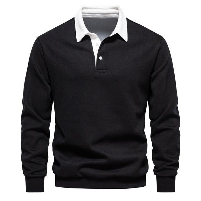 Mokum Classic Cotton Polo Evan | Heren Long Sleeve Polo – Cotton Blend Regular Fit