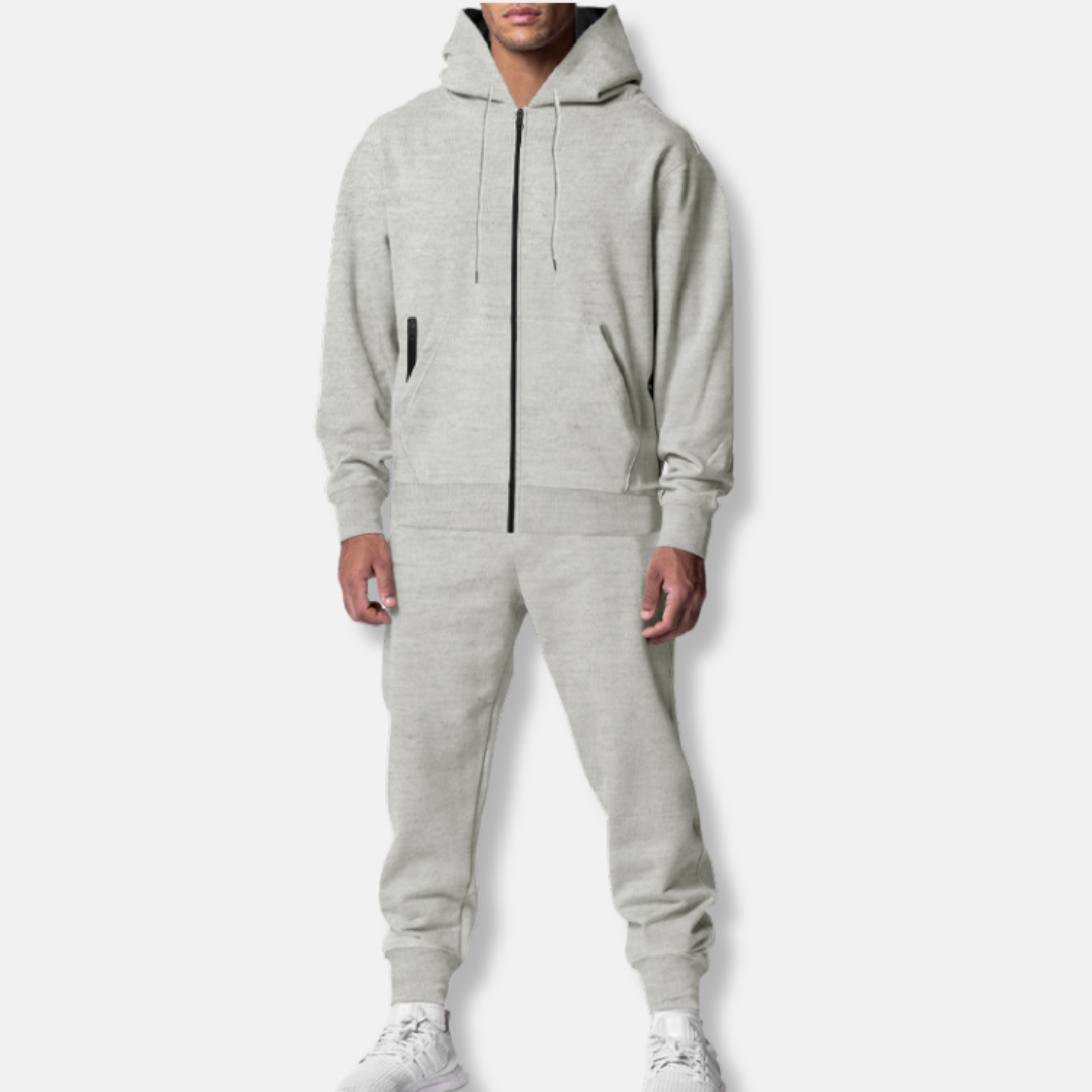 Riven Relaxed Trainingsoverall | Herrträningsoverall – Huvtröja med dragkedjefickor och avslappnad passform