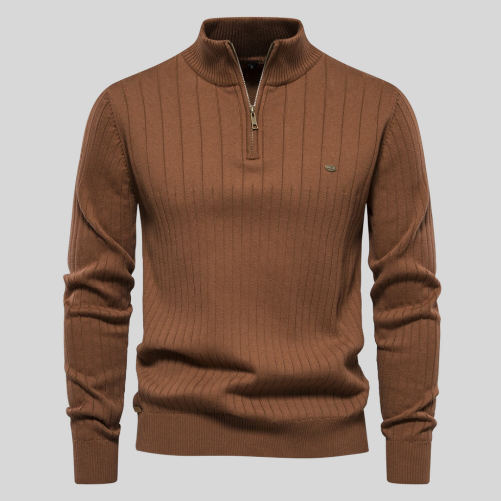 Tricot Reno Quarter Zip | Pull à quart de zip pour hommes – Coupe ajustée, texture côtelée et ajustement confortable