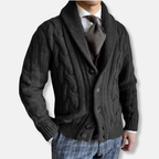 Ronan Cable Knit Cardigan | Herrkofta – ullmix, sjalkrage & knappar