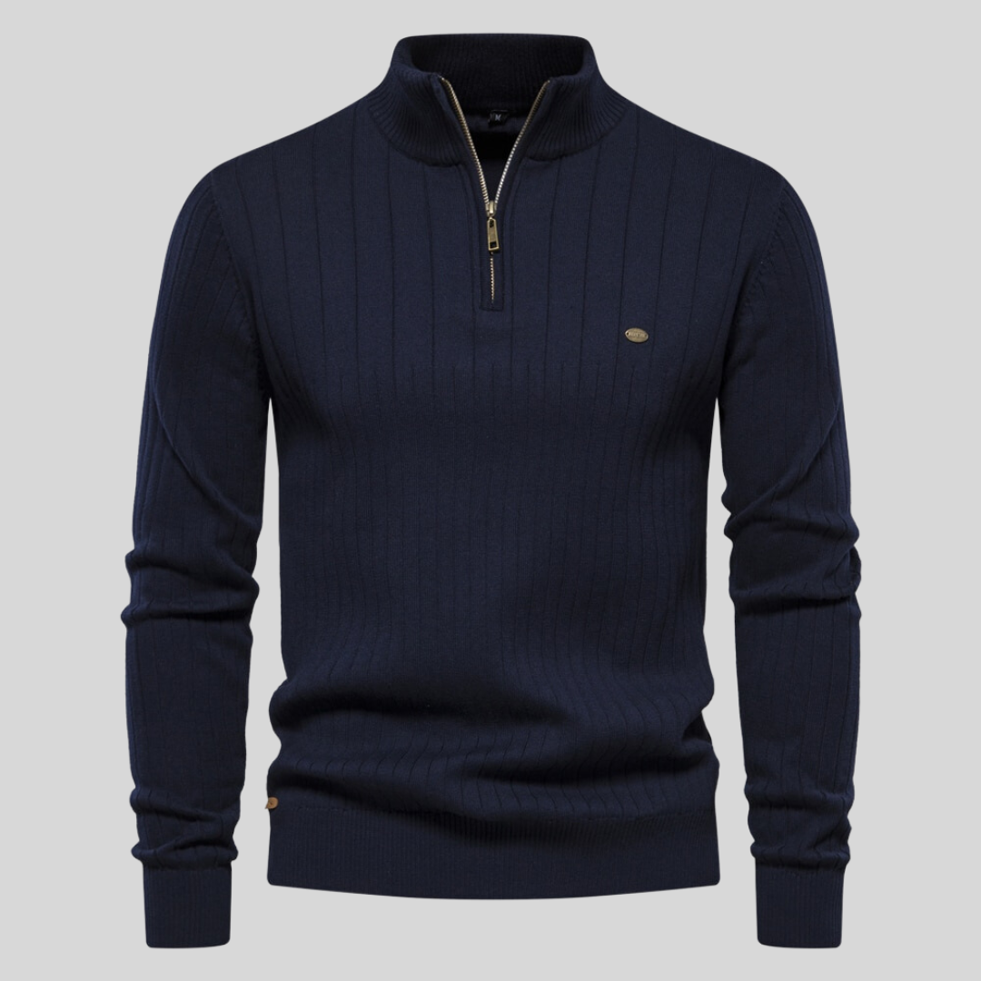 Tricot Reno Quarter Zip | Pull à quart de zip pour hommes – Coupe ajustée, texture côtelée et ajustement confortable