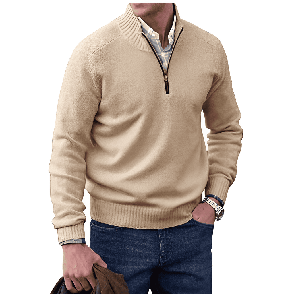 Pull zippé en cachemire élégant – pull en cachemire luxueux avec fermeture éclair, pull chaud et confortable pour hommes