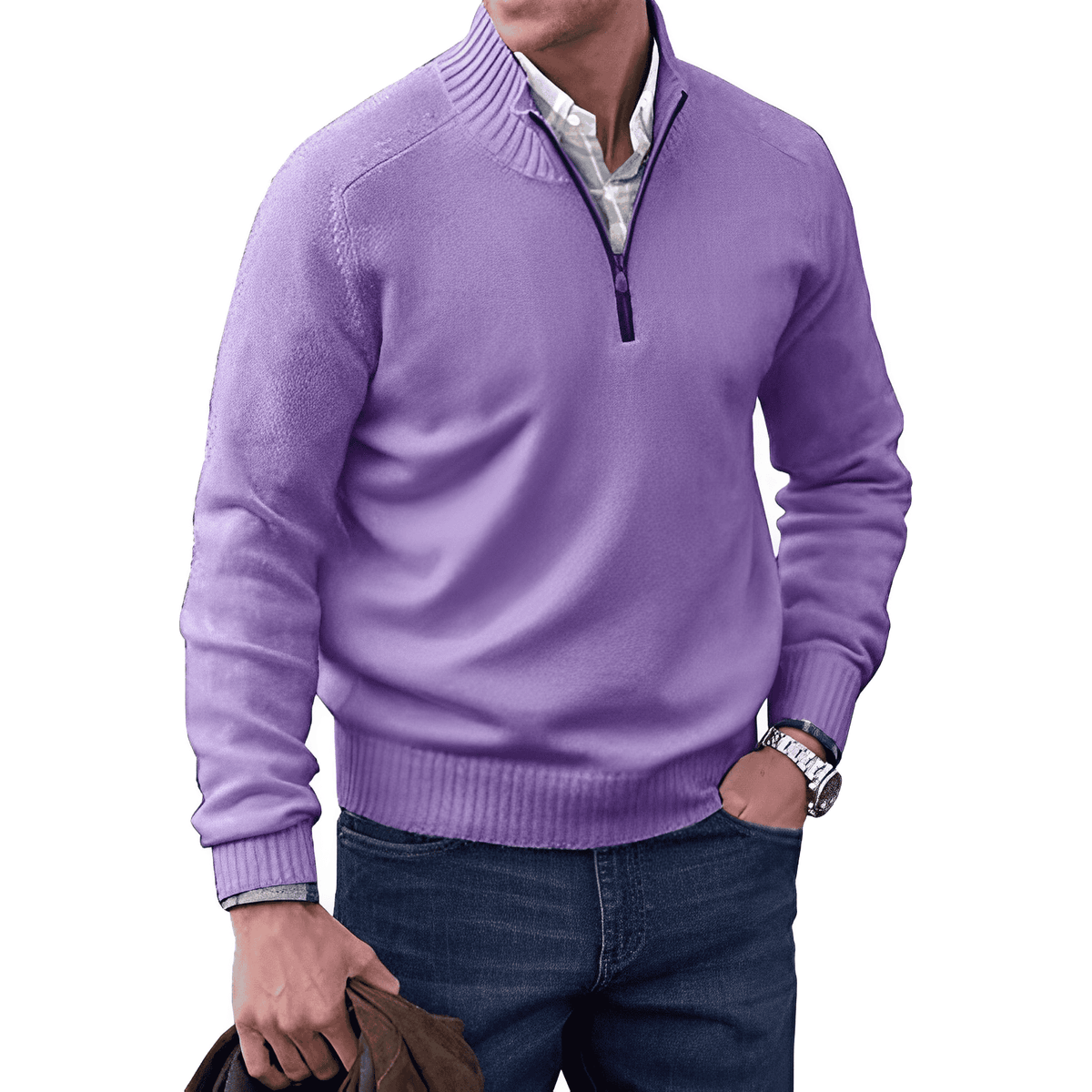 Pull zippé en cachemire élégant – Pull luxueux et chaud avec fermeture éclair
