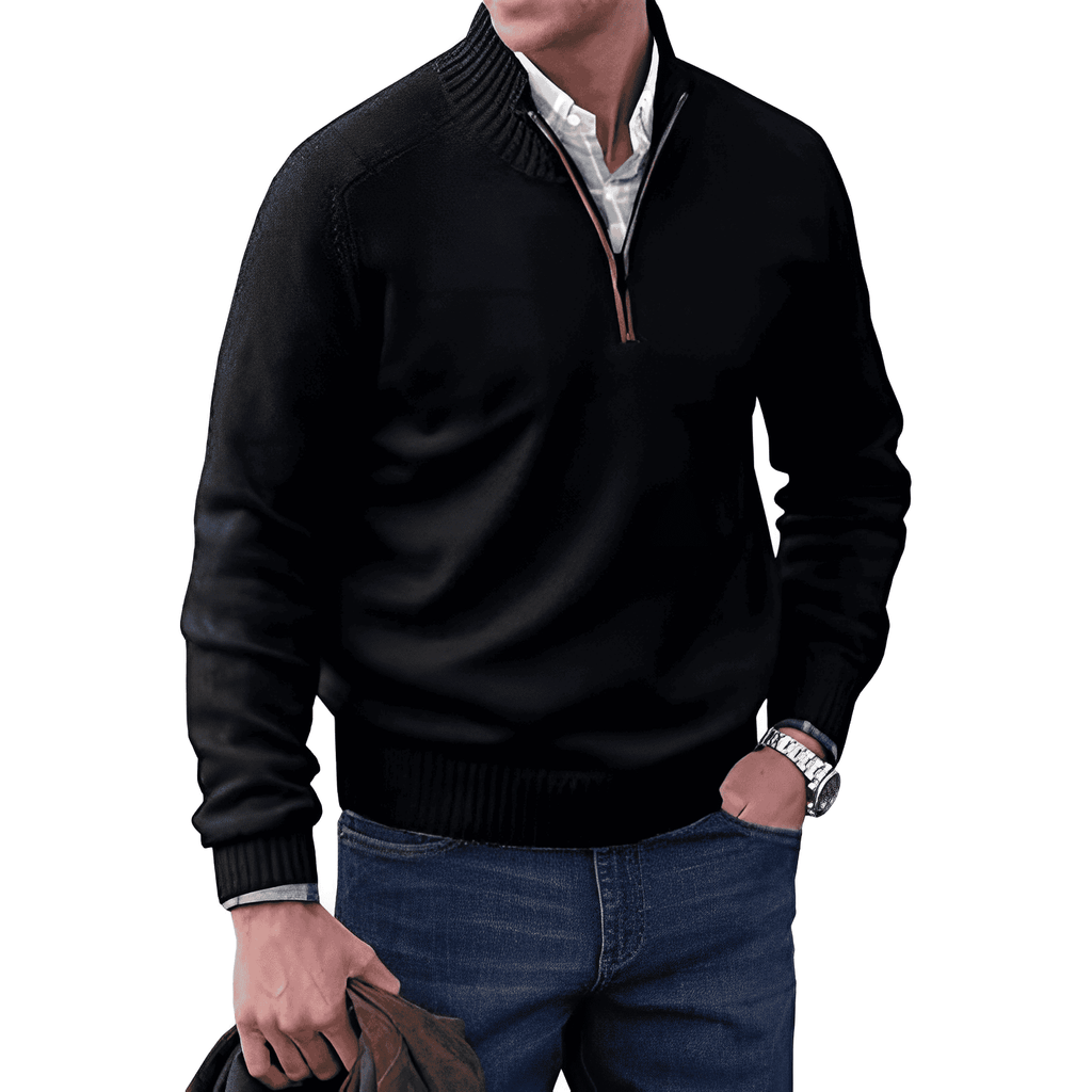 Pull zippé en cachemire élégant – Pull luxueux et chaud avec fermeture éclair