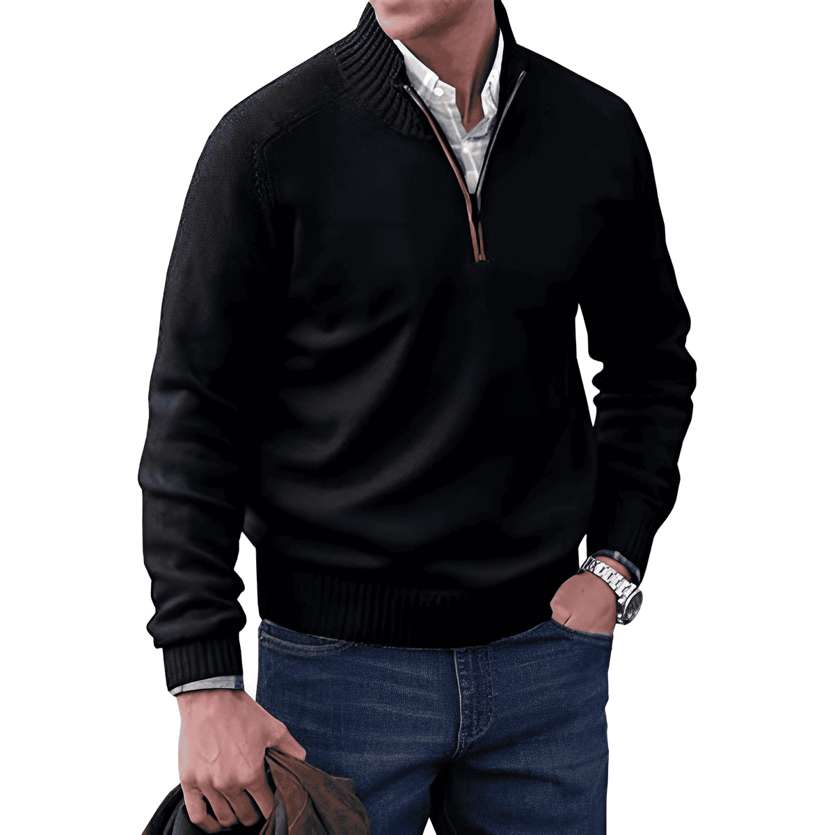 Pull zippé en cachemire élégant – Pull luxueux et chaud avec fermeture éclair