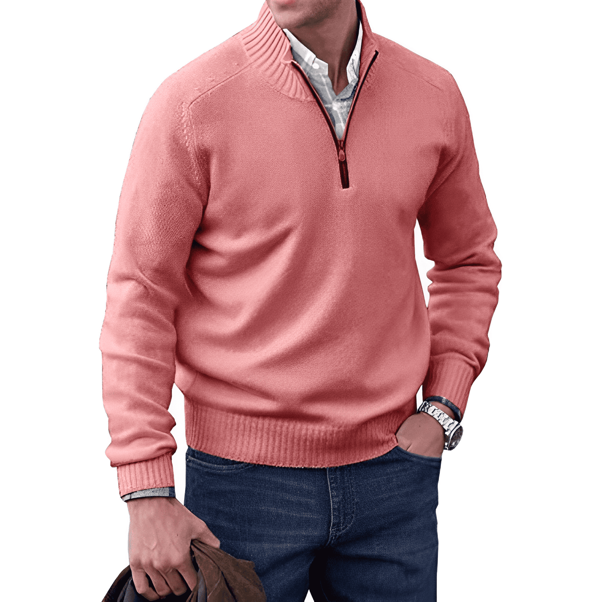 Pull zippé en cachemire élégant – Pull luxueux et chaud avec fermeture éclair