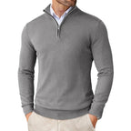 Mokum Alef Pullover aus Baumwollmischung – Herren-Pullover mit normaler Passform, Viertelreißverschluss und gerippten Bündchen