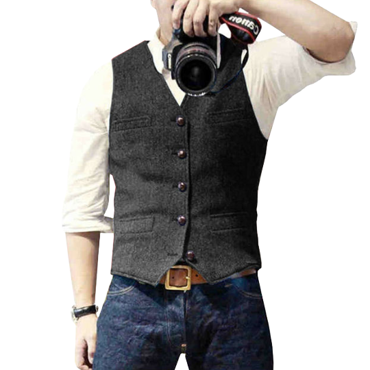 Oxford Urban Classic Heren Gilet – Elegant, Mouwloos Vest met Knoopsluiting