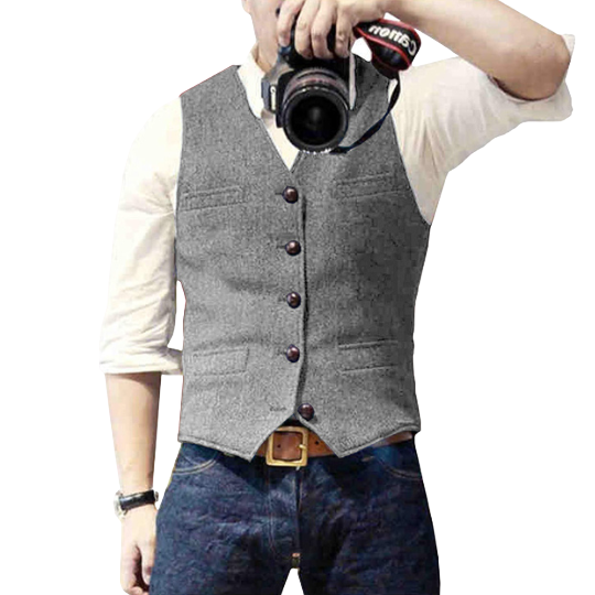 Oxford Urban Classic Heren Gilet – Elegant, Mouwloos Vest met Knoopsluiting