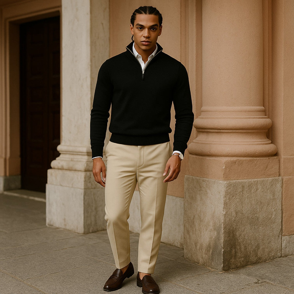 Oslo Comfort Zip Pullover – Lässiger Herrenpullover mit Reißverschluss | Mokum Alef