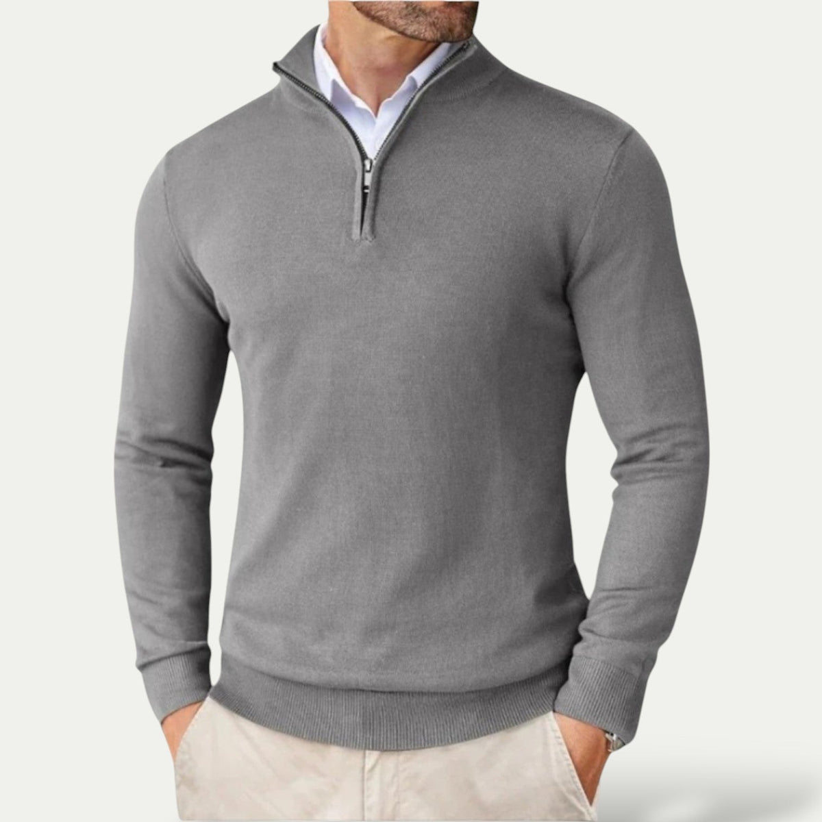 Oslo Comfort Zip Pullover – Lässiger Herrenpullover mit Reißverschluss | Mokum Alef