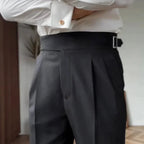 Vienna Tailored Buckle Trousers - Pantalon met Plooi en Verstelbare Gesp | Mokum Alef