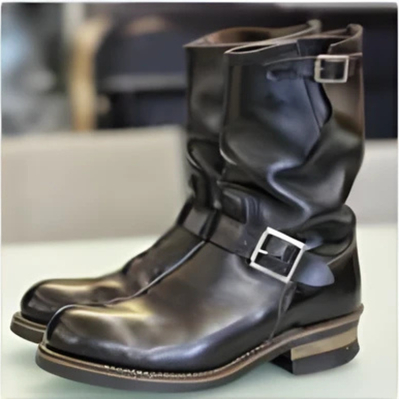Mokum mittelhohe Stiefel | Herren-Lederstiefel – Schnallenverschluss und Goodyear-Sohlen-Finish