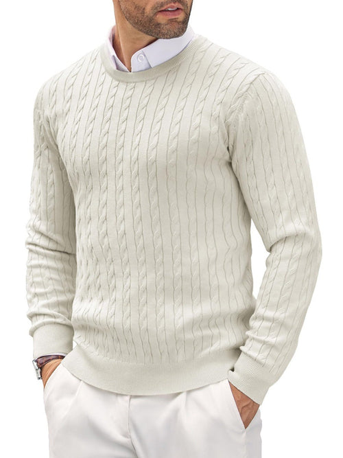 Caden Knit Pullover | Herrtröja – Slim fit, finstickad och kabeldetalj