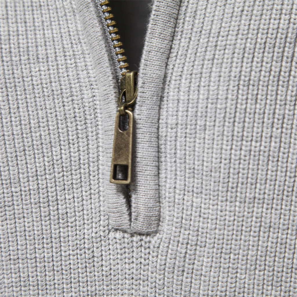 Nordwell Ribbed Zip Sweater voor Heren – Half-Zip Trui met Ribgebreide Mouwen