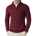 Mokum Alef Pullover aus Baumwollmischung – Herren-Pullover mit normaler Passform, Viertelreißverschluss und gerippten Bündchen