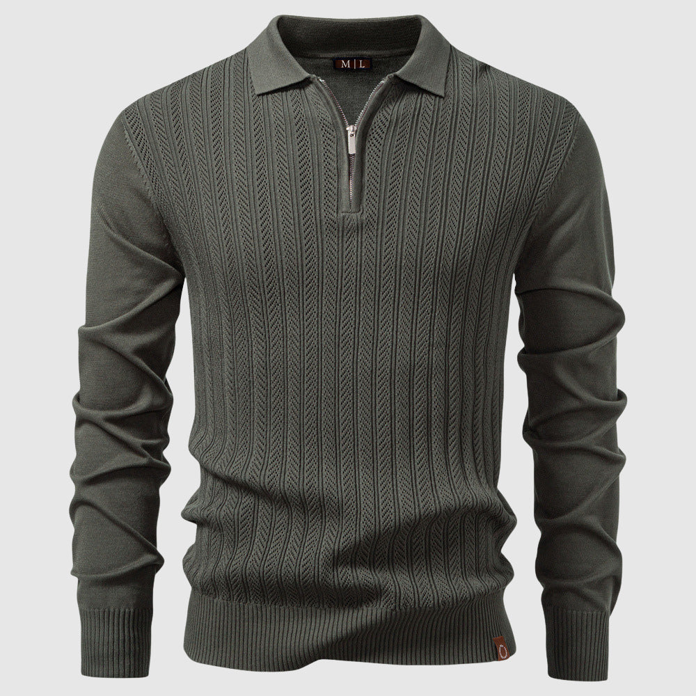 Alessio Quarter-Zip Polo Sweater - Textured Rib | Mokum Alef