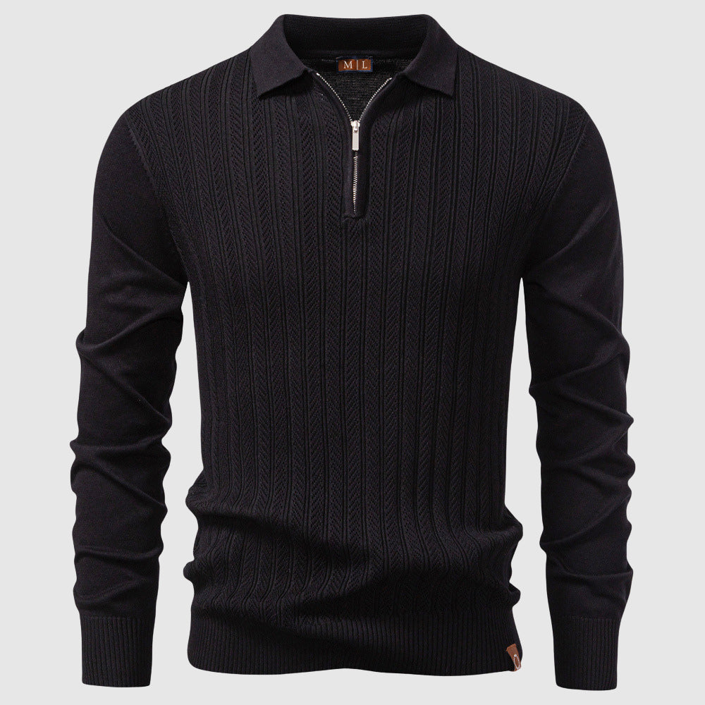 Alessio Quarter-Zip Polo Sweater - Textured Rib | Mokum Alef
