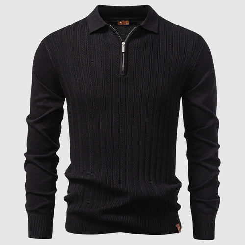 Alessio Quarter-Zip Polo Sweater - Textured Rib | Mokum Alef