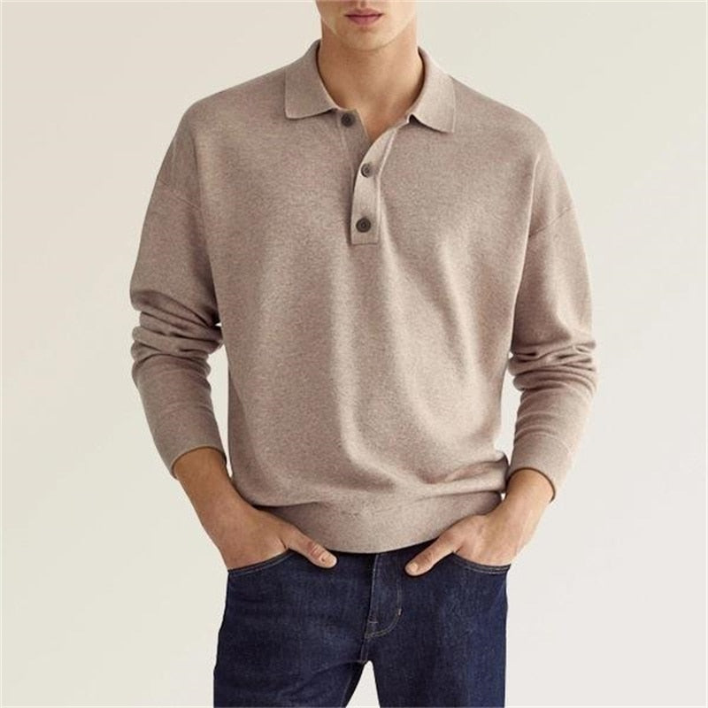 Heren Riviera Brushed Cotton Long Sleeve Polo – Refined Casual