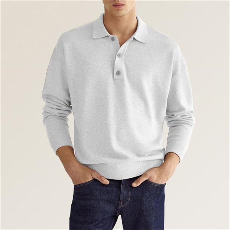 Heren Riviera Brushed Cotton Long Sleeve Polo – Refined Casual
