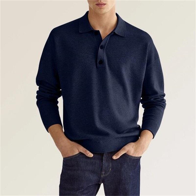 Heren Riviera Brushed Cotton Long Sleeve Polo – Refined Casual