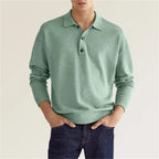 Heren brushed cotton long sleeve polo in casual refined stijl