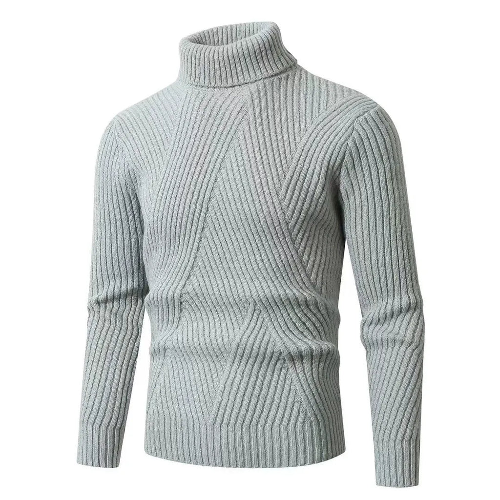 Milan Ribbed Turtleneck – men's slim fit rib-knit turtleneck sweater with long sleeves in wool look