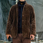 Giacca comoda in velluto a coste Mokum – giacca da uomo con bottoni, lunghezza ai fianchi e vestibilità casual, vista frontale
