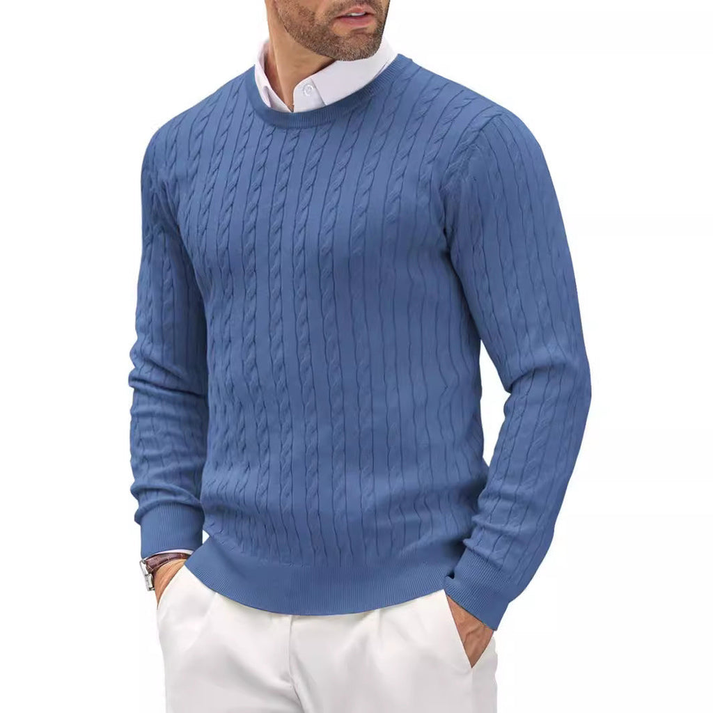 Caden Strickpullover | Herrenpullover – schmale Passform, fein gestrickt und Zopfmuster