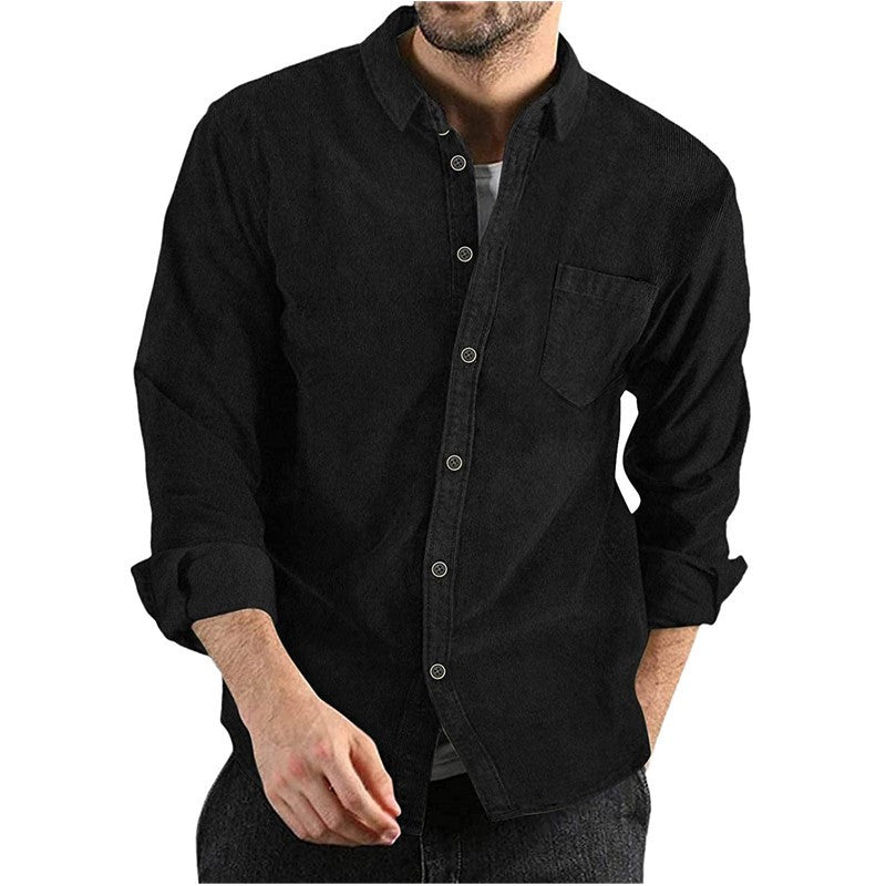 Lennon Corduroy Shirt | Heren Overhemd – Lange Mouwen, Knoopsluiting & Borstzak