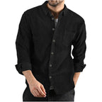 Lennon Corduroy Shirt | Heren Overhemd – Lange Mouwen, Knoopsluiting & Borstzak