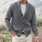Eldon Shawl Collar Cardigan | Men's Wool Cardigan - Fitted Fit & Button Closure