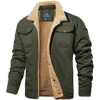 Miesten Carter sherpa trucker -takki - puuvillasekoitettakki, jossa sherpa-vuori ja nappikiinnitys, rento ulkoilu