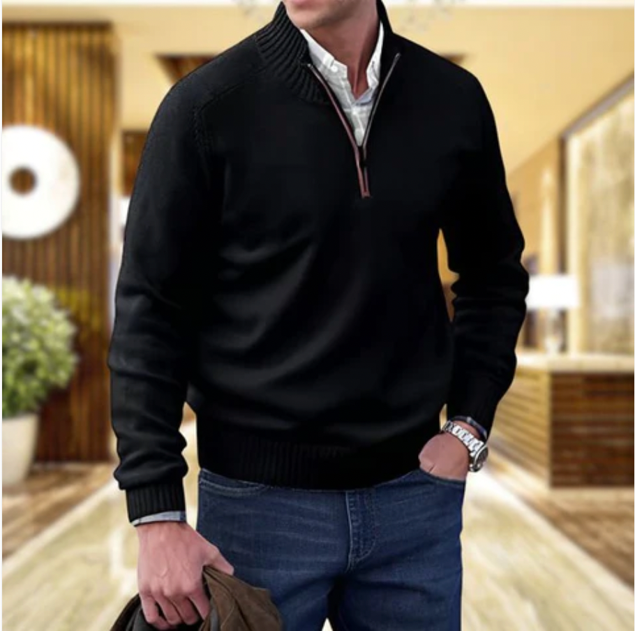 Pull zippé en cachemire élégant – Pull luxueux et chaud avec fermeture éclair