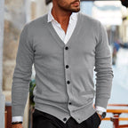 Stevano Luxe Knit Cardigan heren voorkant grijs