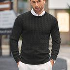 Caden Strickpullover | Herrenpullover – schmale Passform, fein gestrickt und Zopfmuster