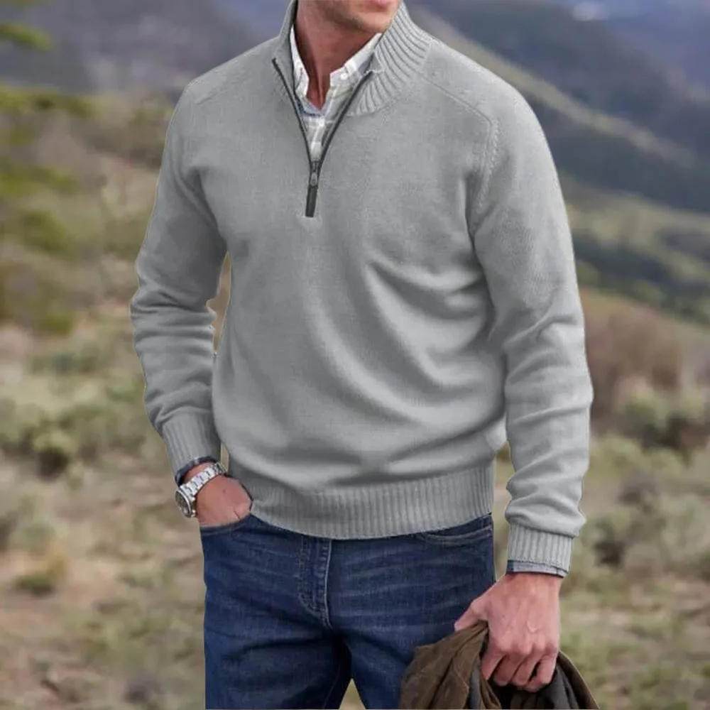 Pull zippé en cachemire élégant – Pull luxueux et chaud avec fermeture éclair