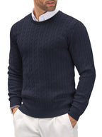 Caden Strickpullover | Herrenpullover – schmale Passform, fein gestrickt und Zopfmuster