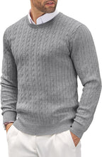 Caden Strickpullover | Herrenpullover – schmale Passform, fein gestrickt und Zopfmuster