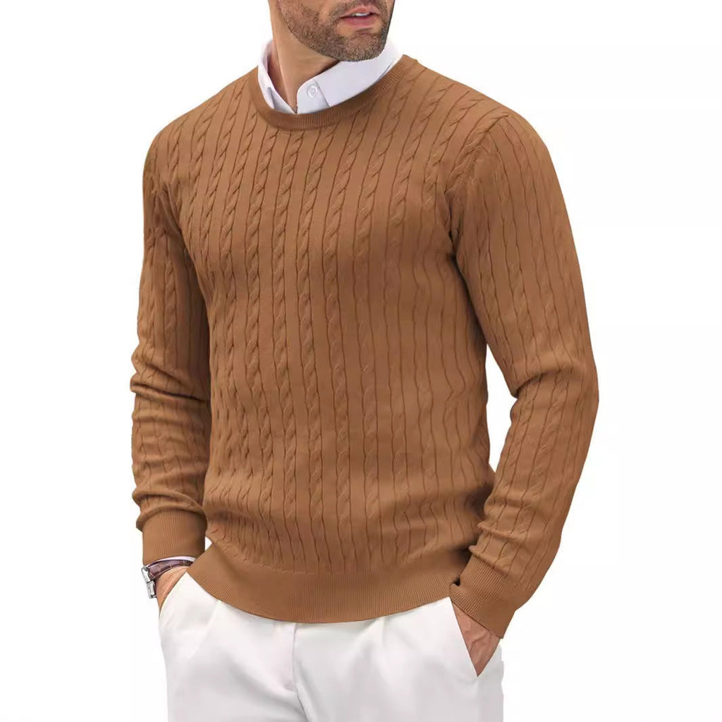 Caden Strickpullover | Herrenpullover – schmale Passform, fein gestrickt und Zopfmuster