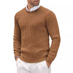 Caden Strickpullover | Herrenpullover – schmale Passform, fein gestrickt und Zopfmuster