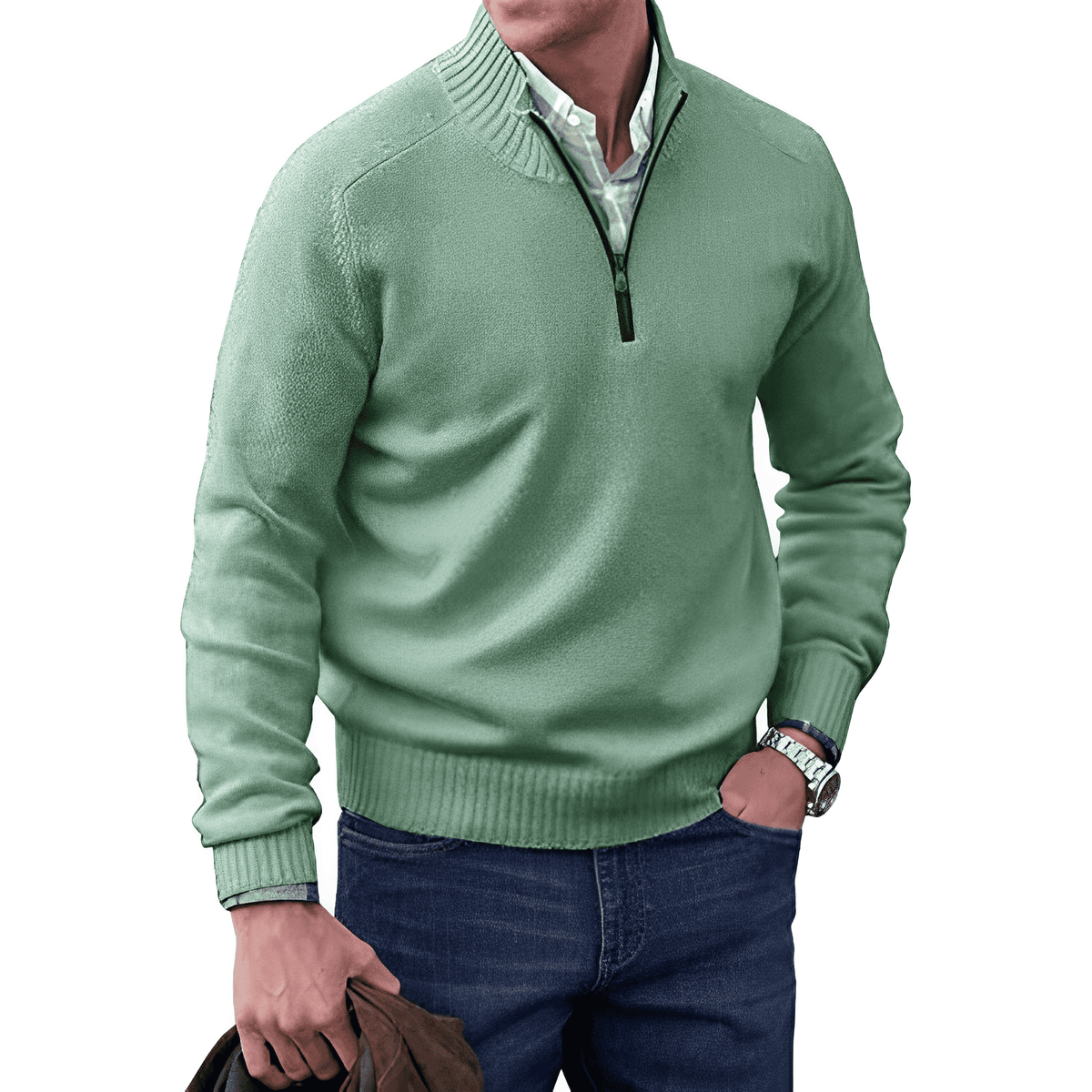 Pull zippé en cachemire élégant – Pull luxueux et chaud avec fermeture éclair