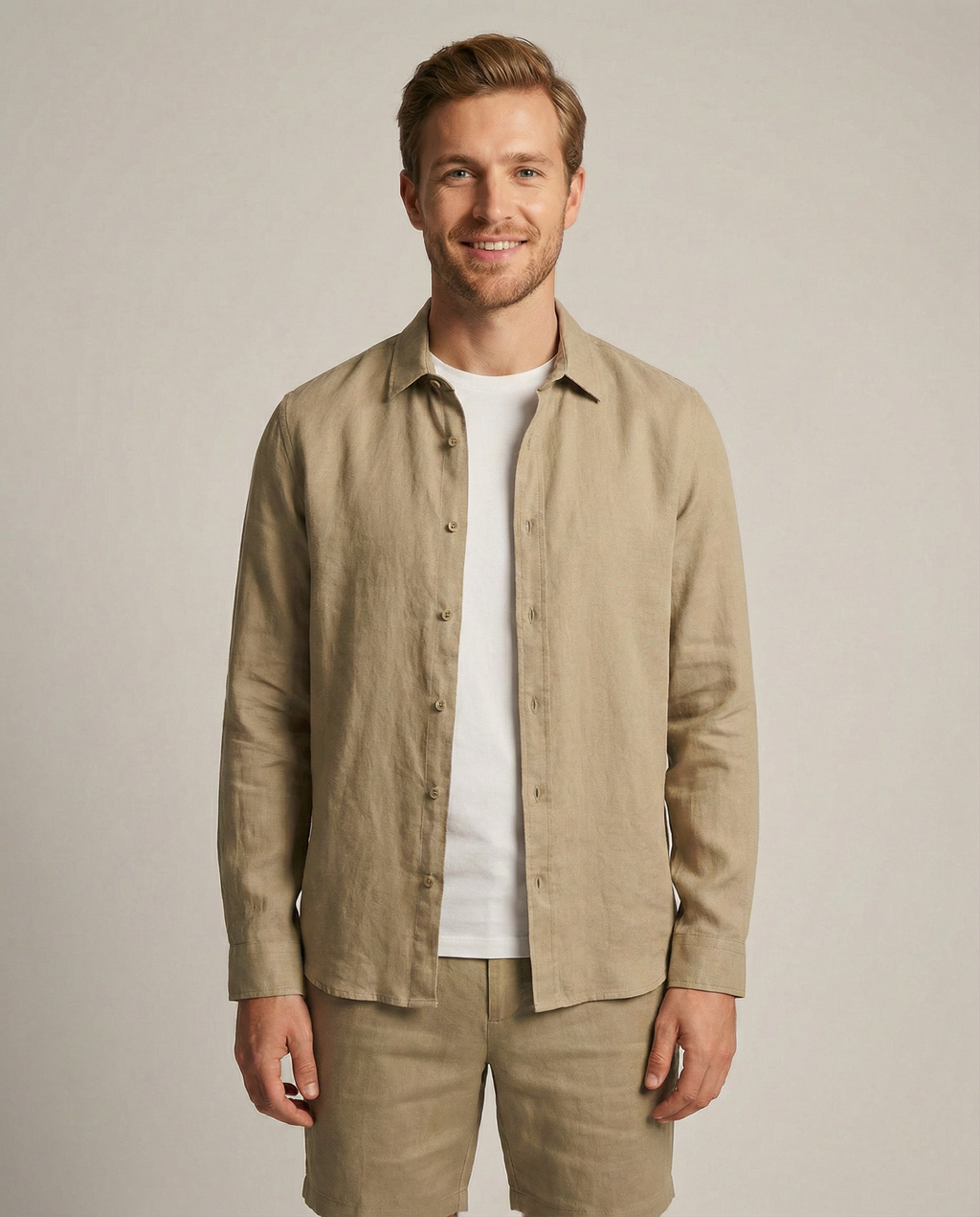 Zomerse heren linnen co-ord set met ademende stof en relaxed fit van Mokum Alef