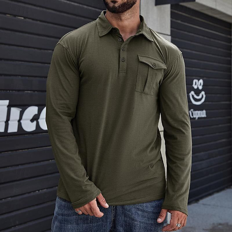 Camisa casual hombre regular fit algodón Henley