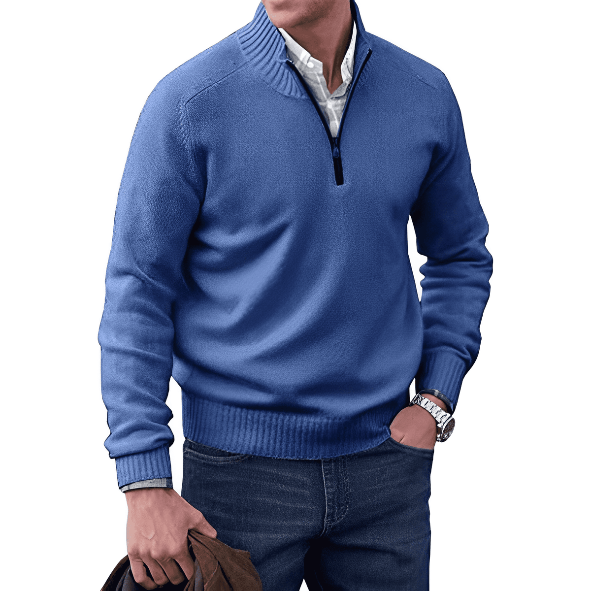Pull zippé en cachemire élégant – Pull luxueux et chaud avec fermeture éclair