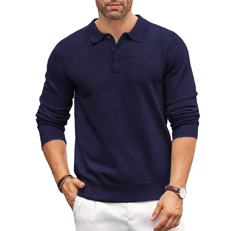 Lorenzo Long Sleeve Polo Sweater - Regular Fit | Mokum Alef
